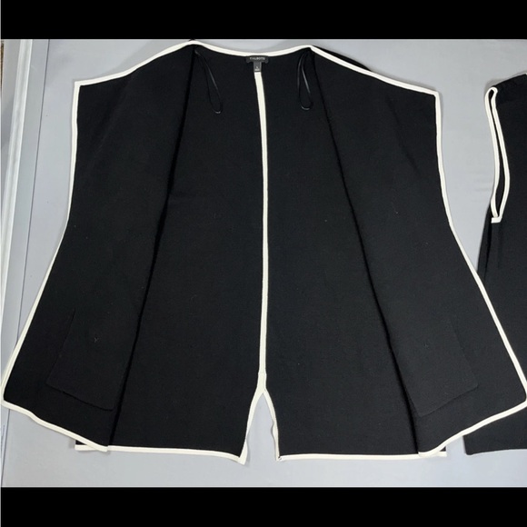 Talbots‎ Womens Open Front Cardigan Sweater Blazer Black Ivory 2 Piece Set Large - Picture 5 of 16